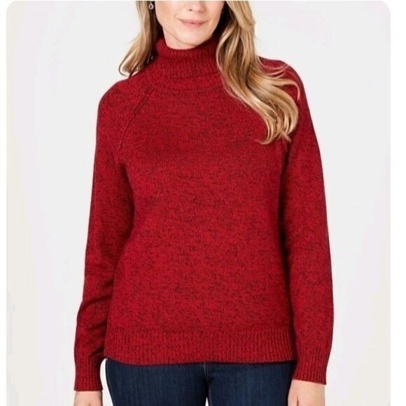 KAREN SCOTT Womens Purple Marble Sweater Turtleneck - Picture 1 of 6